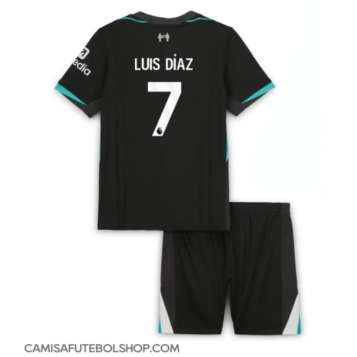 Camisa de time de futebol Liverpool Luis Diaz #7 Replicas 2º Equipamento Infantil 2024-25 Manga Curta (+ Calças curtas)